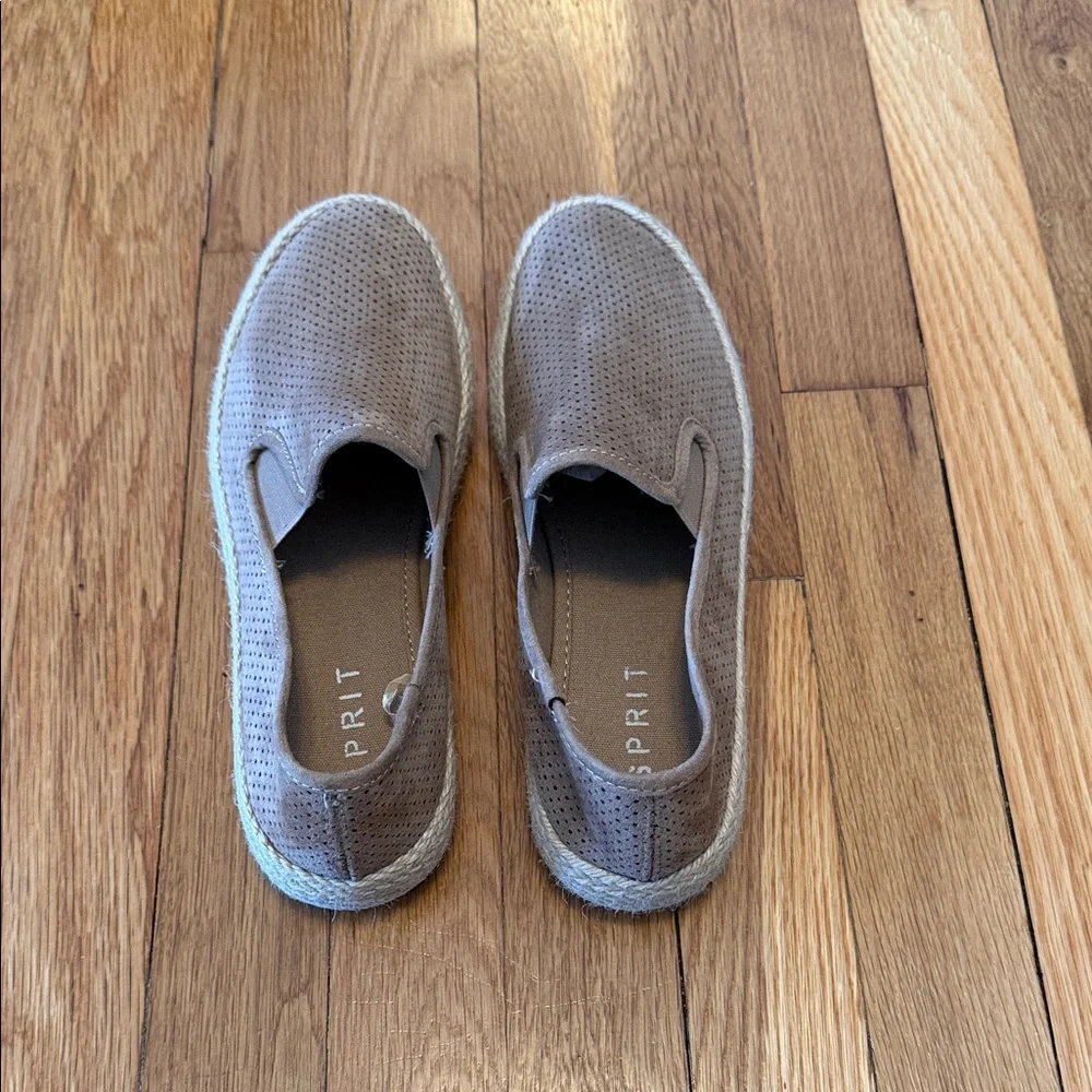 Esprit Nadine Perforated Espadrille Slip-On Flats Taupe Women's Size 8.5 EUC